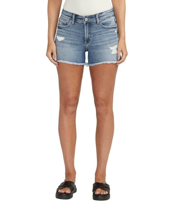 シルバー ジーンズ レディース ボトムス ハーフパンツ・ショーツ ショートパンツ Silver Jeans Co Suki Mid Rise Distressed Curvy Fit Shorts Indigo インディゴ