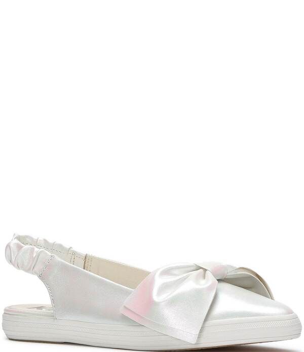 ケッズ レディース シューズ パンプス トール レザー Keds Point Slingback Metallic Leather Bow FlatsnowhiteIridescent ホワイト