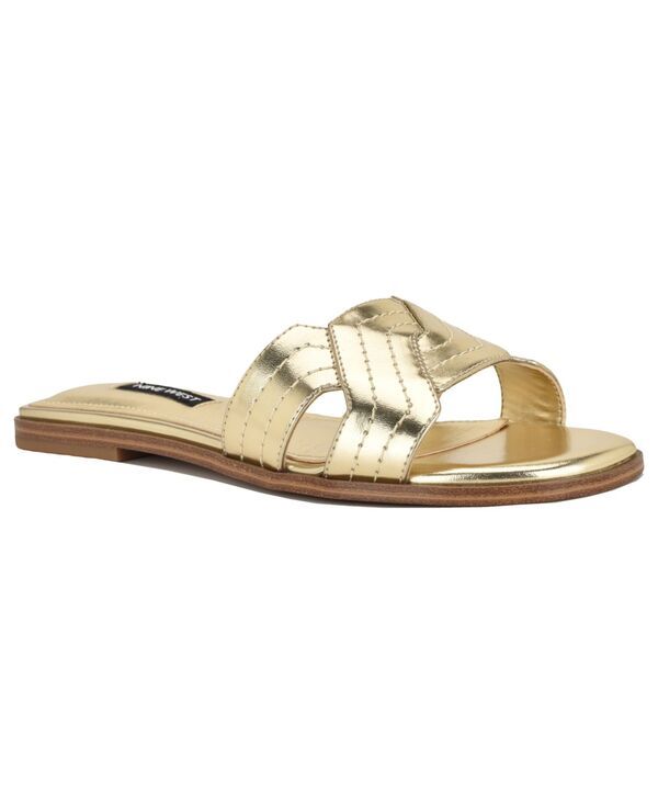 ナインウェスト レディース シューズ スリッポン・ローファー サンダル Nine West Womens Gammy CrissCross Flat SlipOn Sandals Gold ゴールド