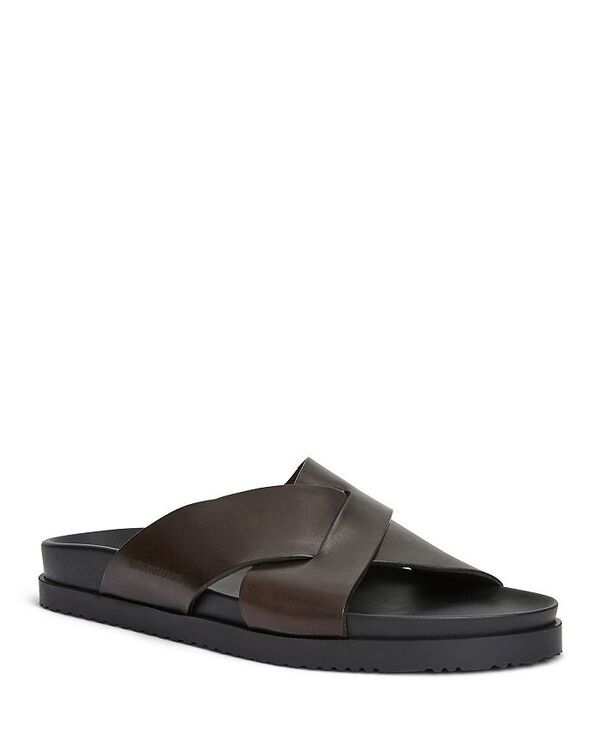 ブルーノマグリ メンズ シューズ サンダル Bruno Magli Mens Bologna Double Strap Woven Slip On Slide Sandals Dark Brown ブラウン