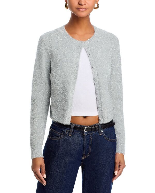 フレンチコネクション レディース アウター カーディガン セーター ニット FRENCH CONNECTION Tinsel Knit Slim Cardigan Sweater Silver シルバー