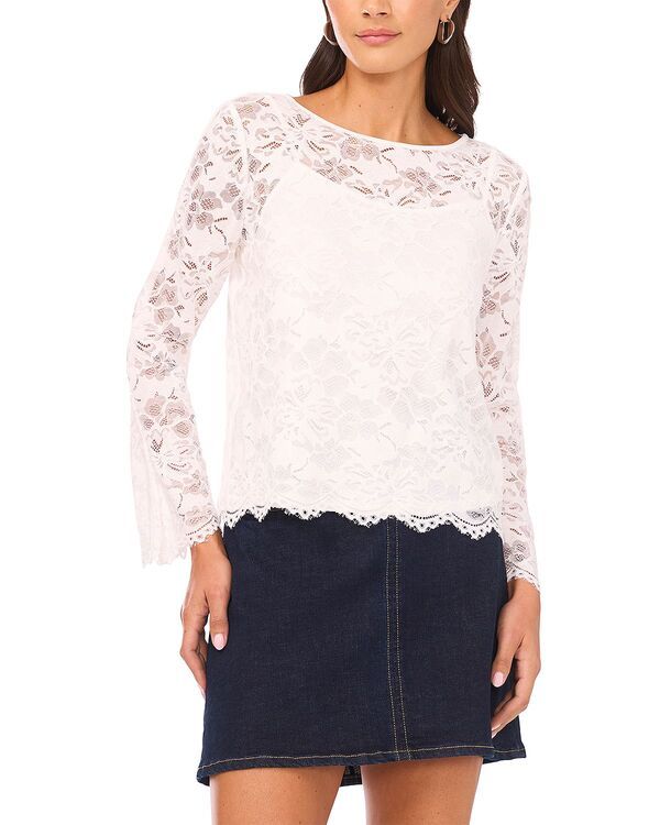 ヴィンスカムート レディース トップス シャツ レース VINCE CAMUTO Lace Flare Sleeve Top New Ivory アイボリー