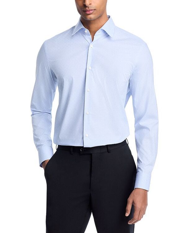 ボス レディース トップス シャツ スリムフィット コットン BOSS Hank Cotton Stretcheck Dot Slim Fit Dresshirt Bright Blue ブルー