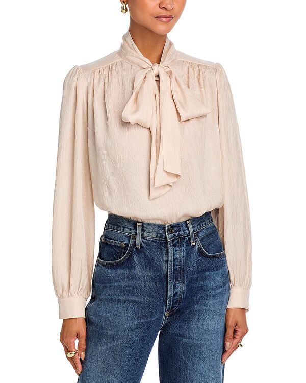 アクア レディース トップス シャツ トール ブラウス AQUA Metallic Bow Long Sleeve Blouse Exclusive Champagne シャンパン