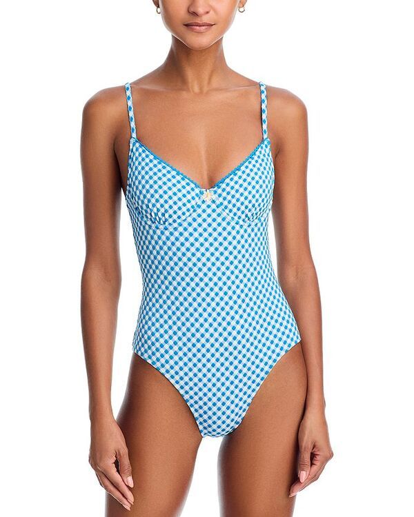 ソリッド アンド ストライプ レディース 水着 上下セット Solid Striped The Taylor One Piece Swimsuit Cosmic Blue Gingham ブルー