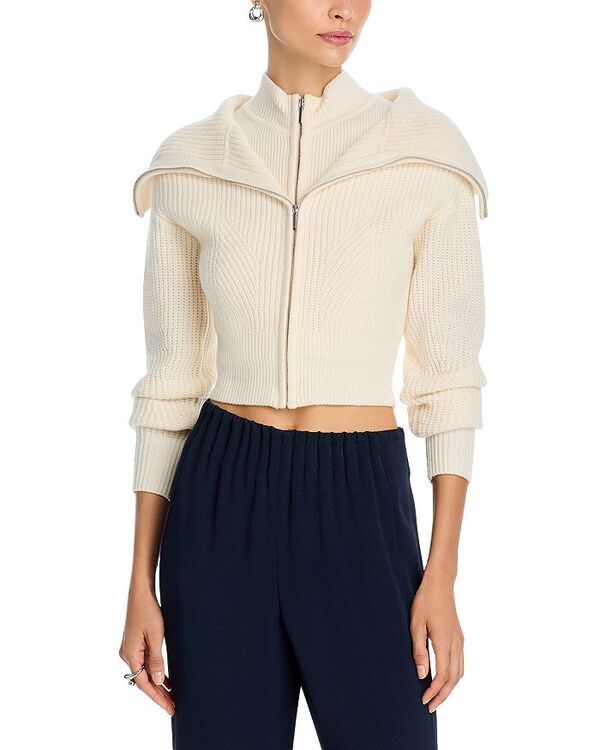 デレクラムテンクロスバイ レディース アウター ニット・セーター ウール Derek Lam 10 Crosby Jayne Wool Zip Front Layered Sweater Ivory アイボリー