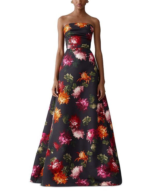 キャロライナヘレラ レディース トップス ワンピース A ライン ストラップレス Carolina Herrera Strapless A Line Gown Black Multi ブラック