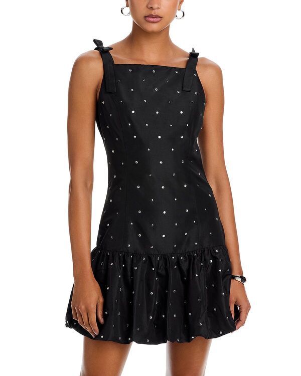 アクア レディース トップス ワンピース ミニ AQUA Rhinestone Mini Dress Black ブラック
