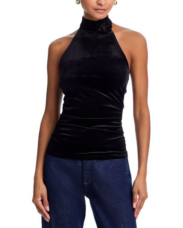 アクア レディース トップス シャツ ベルベット ホルター AQUA Rosette Velvet Halter Top Exclusive Black ブラック 6,190円