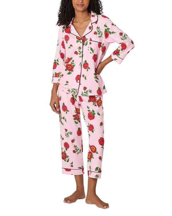 ベッドヘッドパジャマ レディース アウター パーカー・スウェット クロップド BedHead Pajamas Falling Blooms Three Quarter Sleeve Cropped Pajama Set Falling Blooms