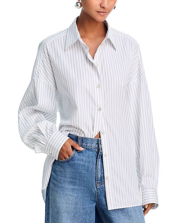 ヘルムート ラング レディース トップス シャツ Helmut Lang Stripe Cinched Placket Shirt WhiteNavy ホワイト