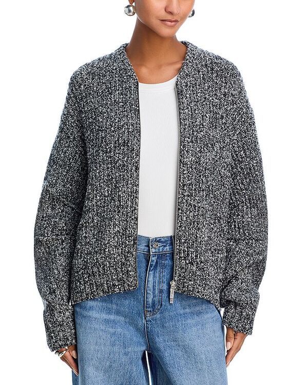 ヘルムート ラング レディース アウター カーディガン ウール Helmut Lang Marled Wool Blend Cardigan BlackWhite Marl ホワイト