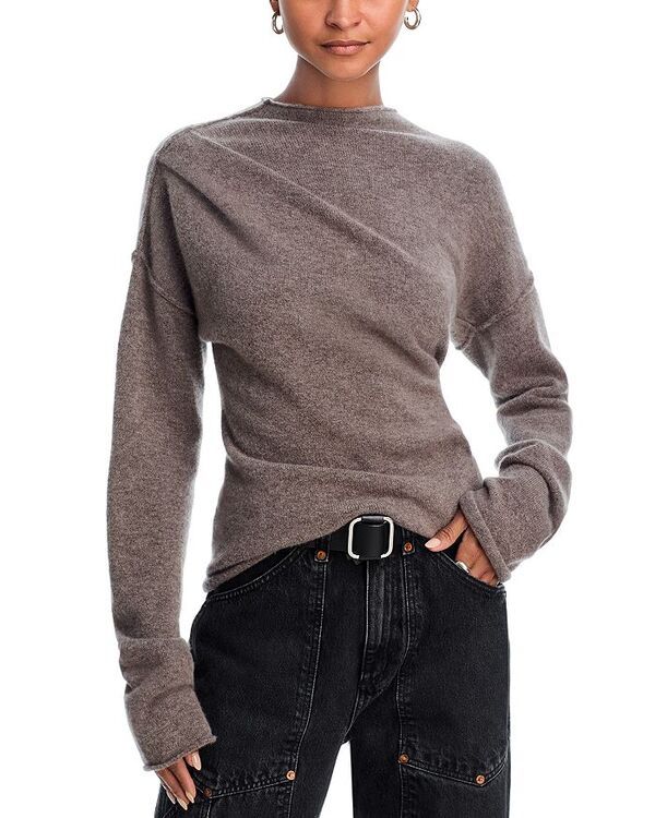 ヘルムート ラング レディース アウター ニット・セーター クルーネック プラスサイズ Helmut Lang Plush Slouchy Crewneck Sweater GreyBrown グレー