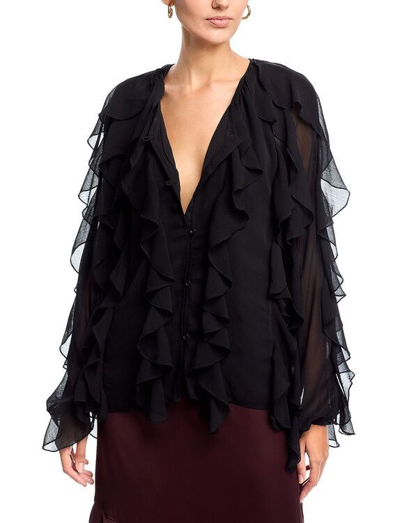 エリアスターズ レディース トップス シャツ フリル ブラウス Area Stars Flyn Ruffle Blouse Black ブラック