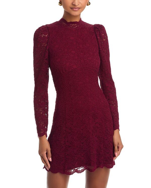 アクア レディース トップス ワンピース モックネック レース AQUA Lace Mock Neck Dress Exclusive Dark Cherry
