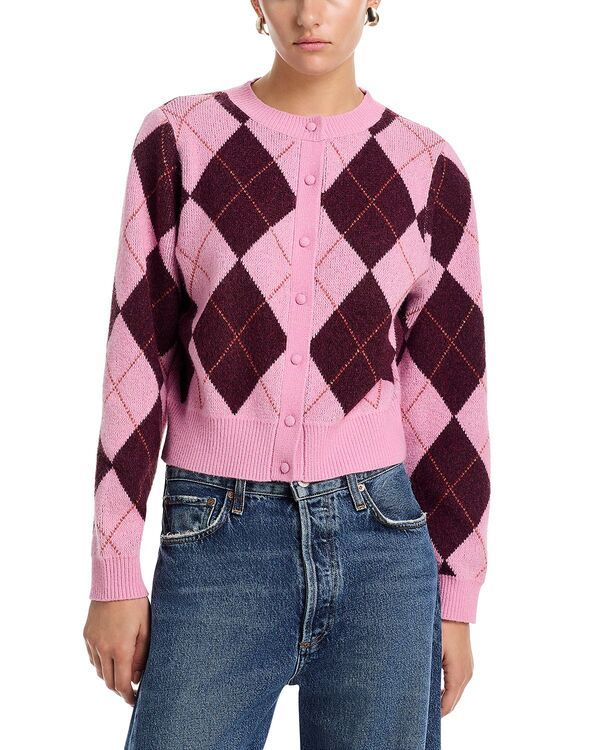 525 アメリカ レディース アウター カーディガン セーター マキシ 525 America 525 Maxine Argyle Cardigan Sweater Pink Combo ピンク