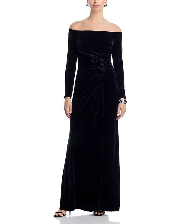 アクア レディース トップス ワンピース ベルベット AQUA OfftheShoulder Velvet Gown Exclusive Black ブラック