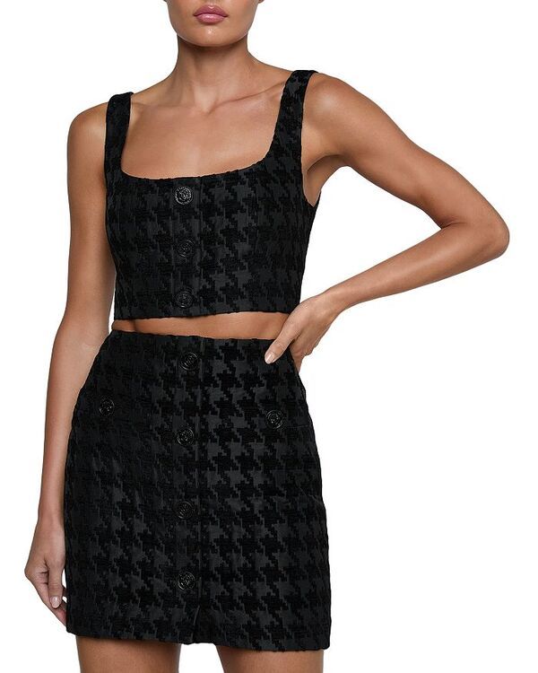 ラジャンス レディース トップス シャツ クロップド LAGENCE Maylin Cropped Top BlackBlack Houndstooth ブラック