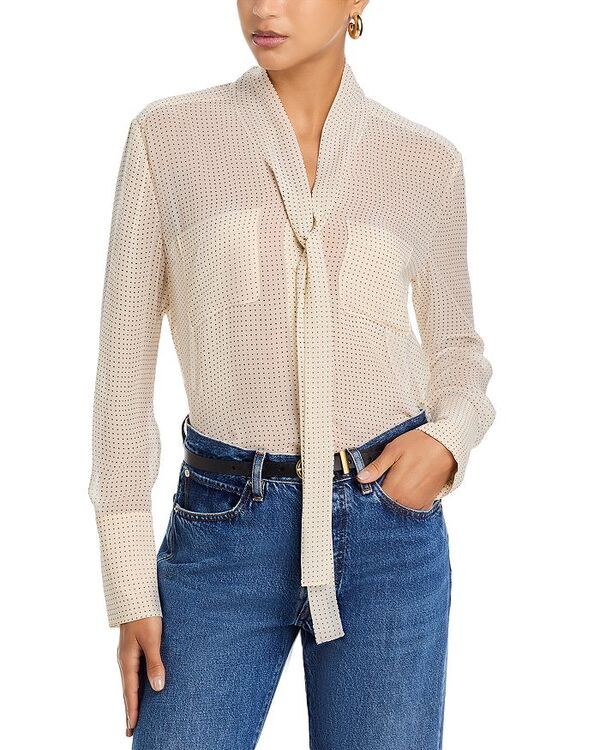フレーム レディース トップス シャツ ドット柄 ドット シルク ブラウス FRAME The Silk Polka Dot Modern Tie Blousecru Multi エクリュ