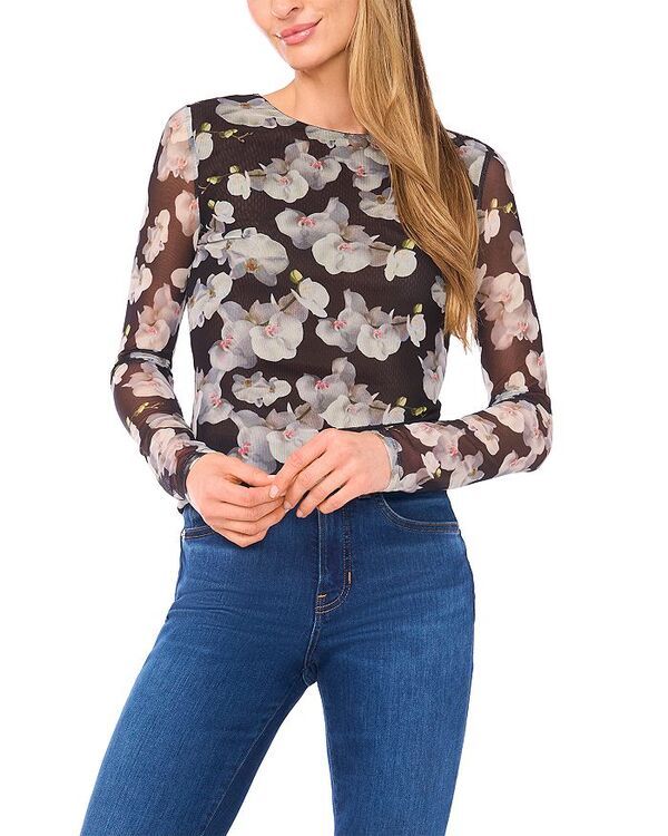 テッドベーカー レディース トップス シャツ クルーネック プリント メッシュ Ted Baker Printed Mesh Crewneck Top Rich Black ブラック