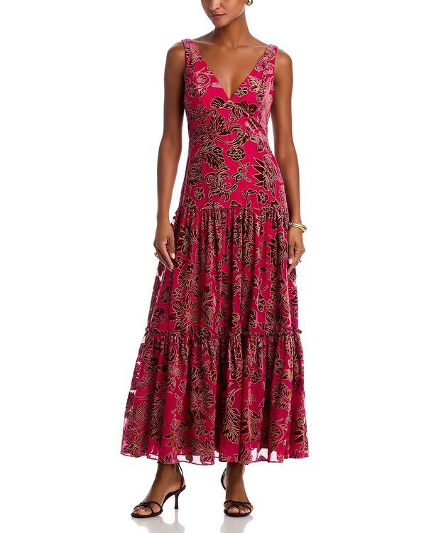 アクア レディース トップス ワンピース ベルベット マキシ AQUA Velvet Burnout Guest of Maxi Dress Exclusive PinkWine ワイン