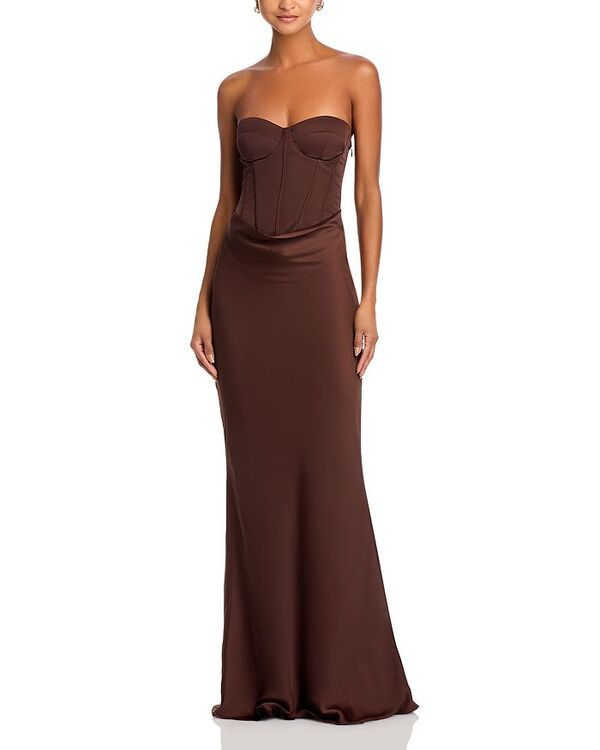 ローテート レディース トップス ワンピース サテン マキシ ROTATE Satin Corset Maxi Dress Coffee Chicory コーヒー