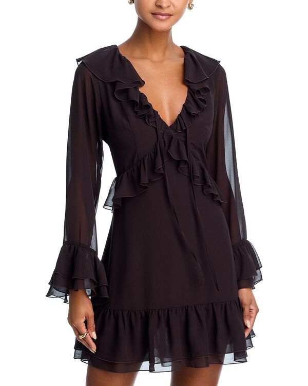 アクア レディース トップス ワンピース フリル ミニ AQUA Ruffle Long Sleeve Mini Dress Exclusivespresso
