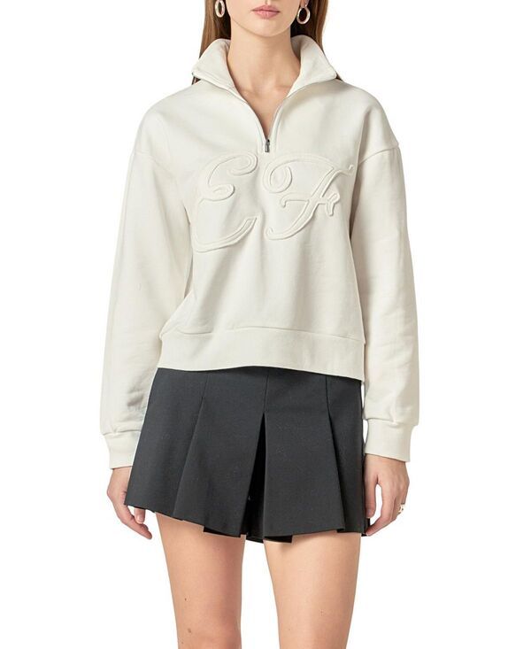 イングリッシュファクトリー レディース アウター パーカー・スウェット シャツ English Factory Womens Patch Zip Up Sweatshirt White ホワイト