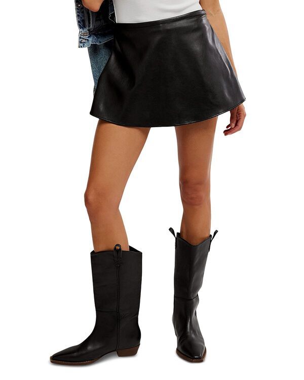 フリーピープル レディース ボトムスカート レザー フェイクレザー Free People Paradise Found Faux Leather Skort Black ブラック