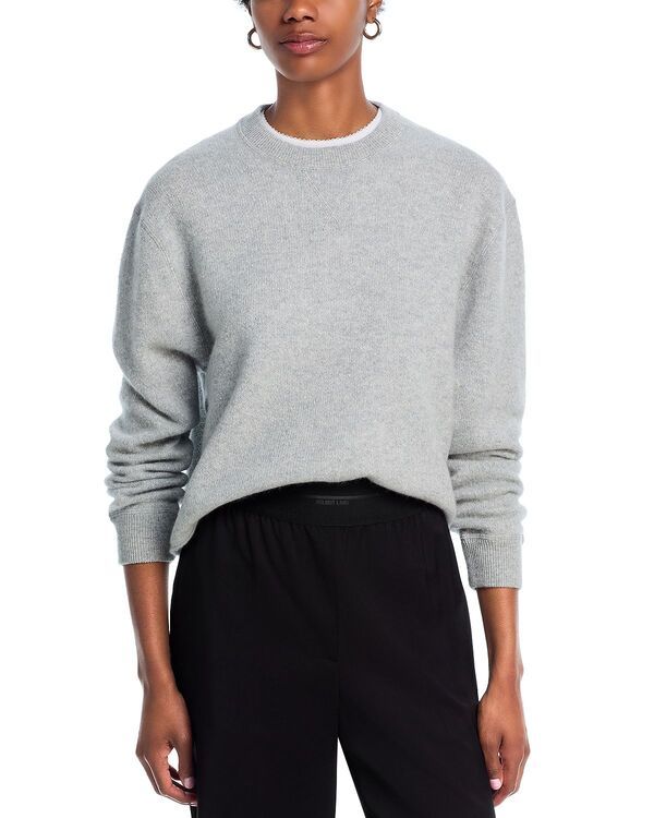 アクア レディース アウター ニット・セーター クロップド AQUA 100 Cashmere Cropped Sweater Exclusive Light Gray グレー