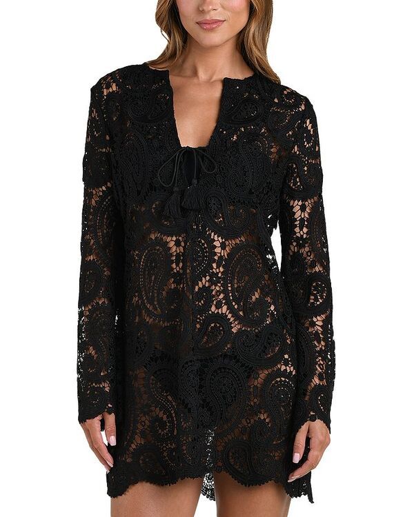 ラジャンス レディース トップス ワンピース LAGENCE Ansley Paisley Crochet Cover Up Dress Black ブラック