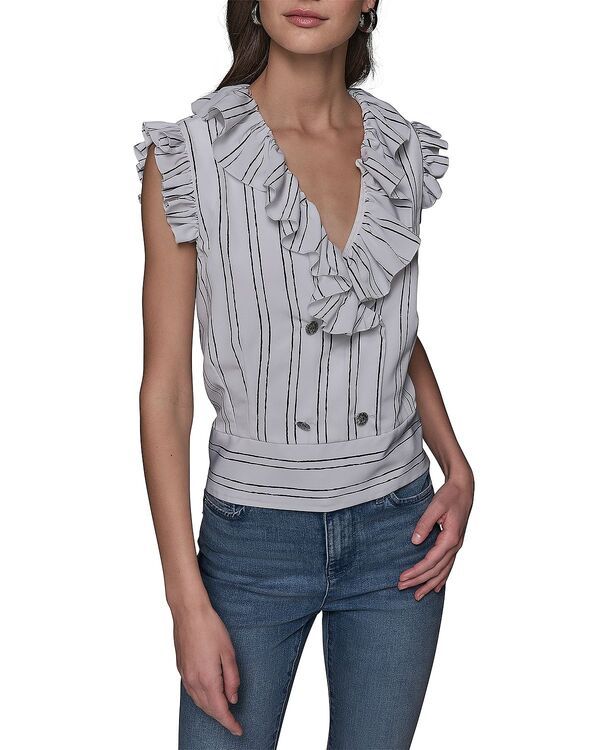 カール ラガーフェルド レディース トップス シャツ フリル ブラウス KARLAGERFELD PARIS Ruffled Blouse Soft White Multi ホワイト