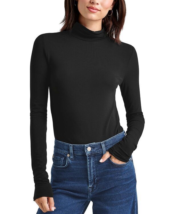 スプレンディット レディース トップス Tシャツ タートルネック Splendid Turtleneck Tee Black ブラック