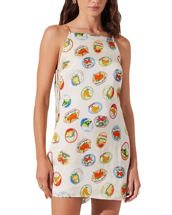 アストール レディース トップス ワンピース プリント ミニ ASTR the Label Samira Printed Mini Dress Ivory Fruit Cocktail アイボリー