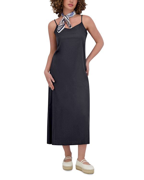 ポイント レディース トップス ワンピース A ライン リネン Point Linen Blend A Line Slip Dress Black ブラック