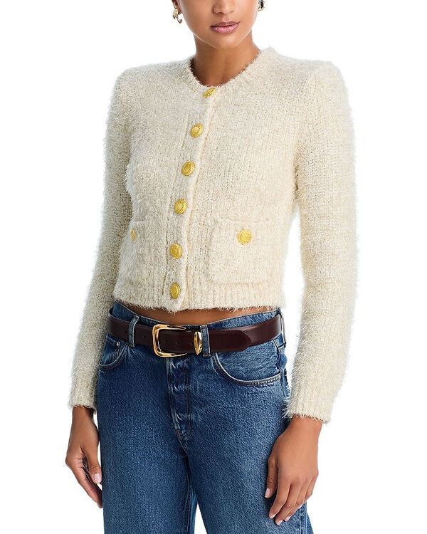 ラジャンス レディース アウター カーディガン クルーネック セーター LAGENCE Una Crewneck Cardigan Sweater IvoryGold アイボリー
