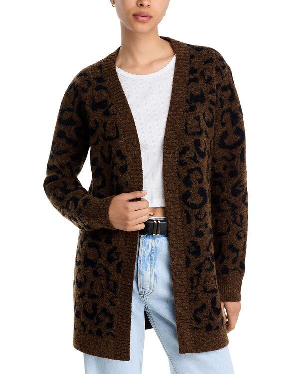 アクア レディース アウター カーディガン AQUA Leopard Open Front Cardigan Exclusive Bronze アニマル