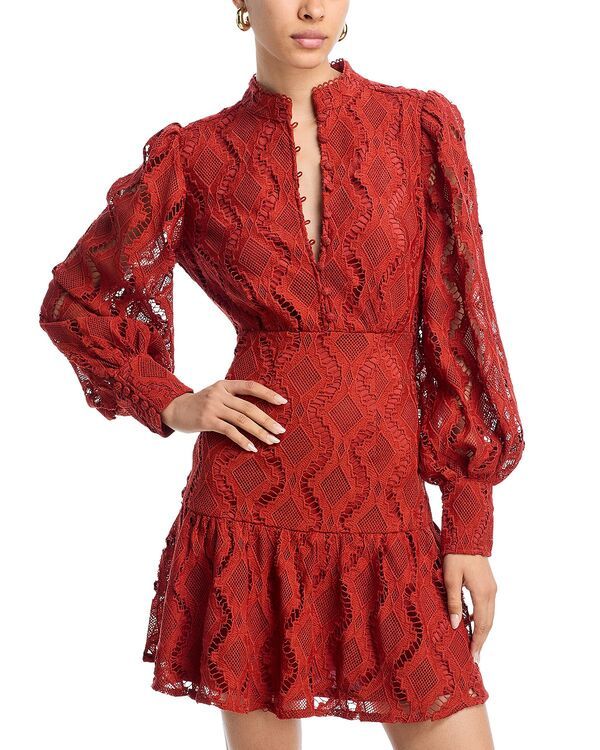 アクア レディース トップス ワンピース レース AQUA Wavy Lace Dress Exclusive Rust ラスト