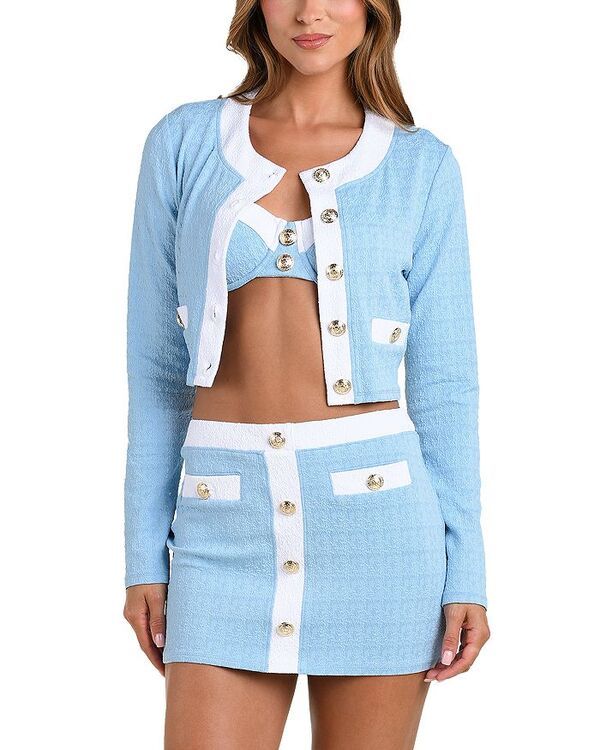 ラジャンス レディース アウター カーディガン LAGENCE Adaline Color Blocked Swim CoverUp Cardigan Powder Blue ブルー