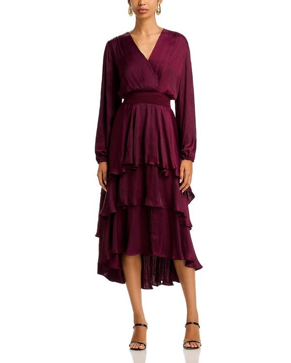 スティーブ マデン レディース トップス ワンピース アシンメトリー ミディ STEVE MADDEN Bei Surplice Neck Asymmetric Midi Dress Wine ワイン