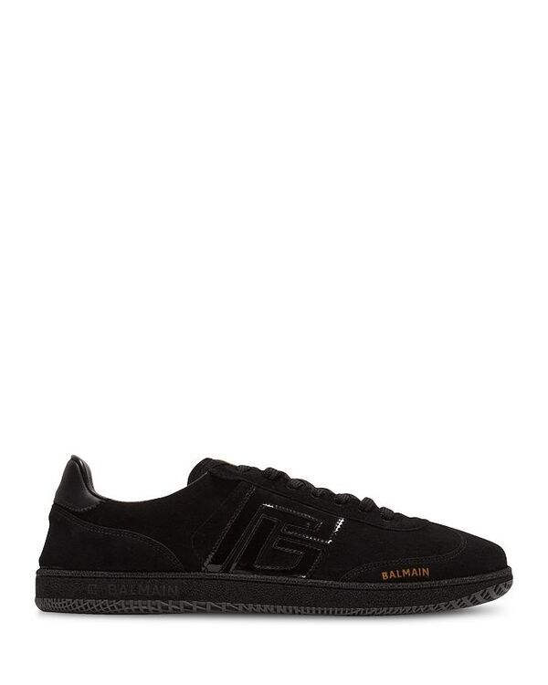 バルマン メンズ シューズ スニーカー スエード レザー Balmain Mens Swan Suede Patent Leather Sneaker Black ブラック