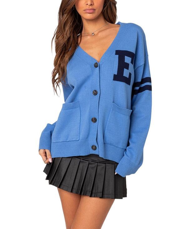 アディクテッド レディース アウター ニット・セーター カーディガン Edikted Emmett Oversized Cardigan Blue ブルー 16,786円