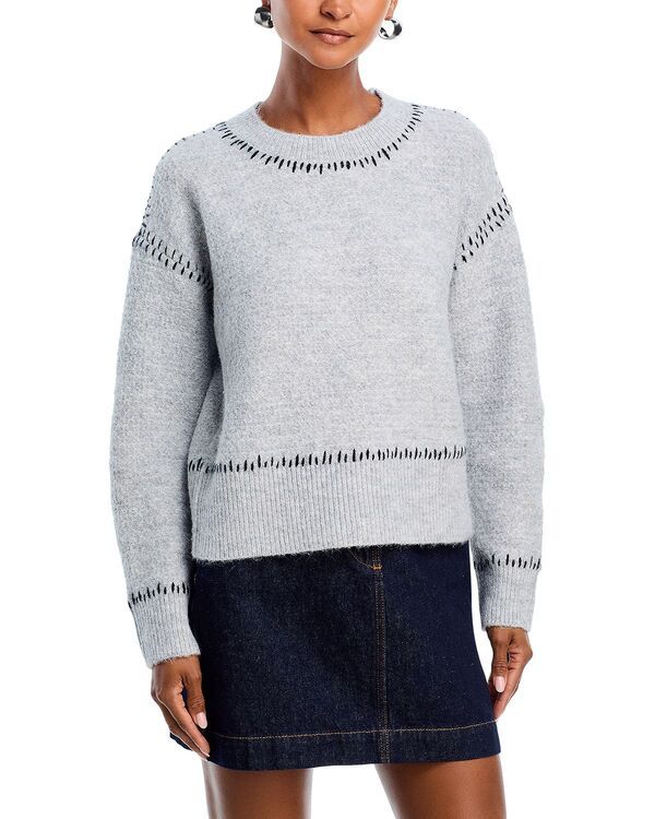 アクア レディース アウター ニット・セーター コントラスト AQUA Contrastitch Sweater Exclusive Heather Gray グレー