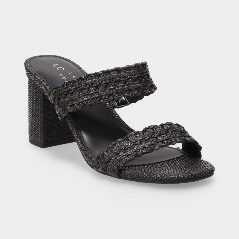 LC Lauren Conrad レディース シューズ パンプス サンダル ヒール LC Lauren Conrad Rayelle Womens Block Heel Two Strap Sandals Black ブラック
