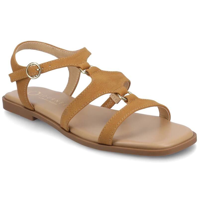 ジャーニー レディース シューズ サンダル アンクル Journee Briley Womens Ankle Strap Sandals Cognac Nubuck