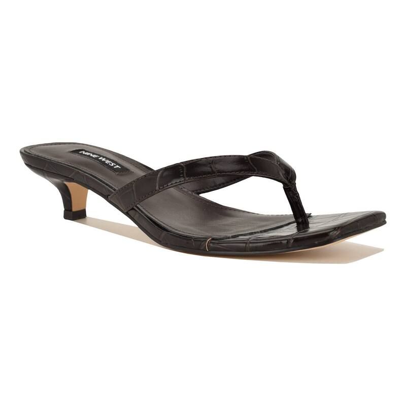 ナインウェスト レディース シューズ パンプス サンダル ヒール Nine West Cassa WomenslipOn Kitten Heel Dressandals Dark Brown Croco ブラウン