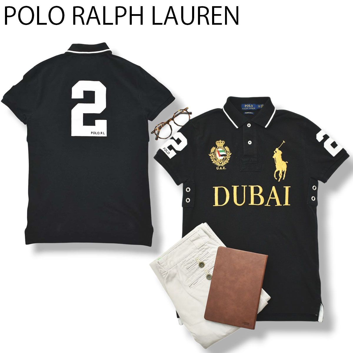【限定DUBAI】 ラルフローレン POLO RALPH LAUREN 鹿の子 ポロシャツ XS ブラック メンズ アメトラ ストリート ゴルフ 刺繍 ワッペン ロゴ