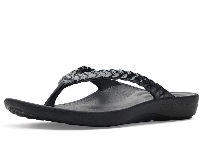 エイトレックス レディース シューズ サンダル Aetrex Vicki Thong Sandal Black Gloss ブラック