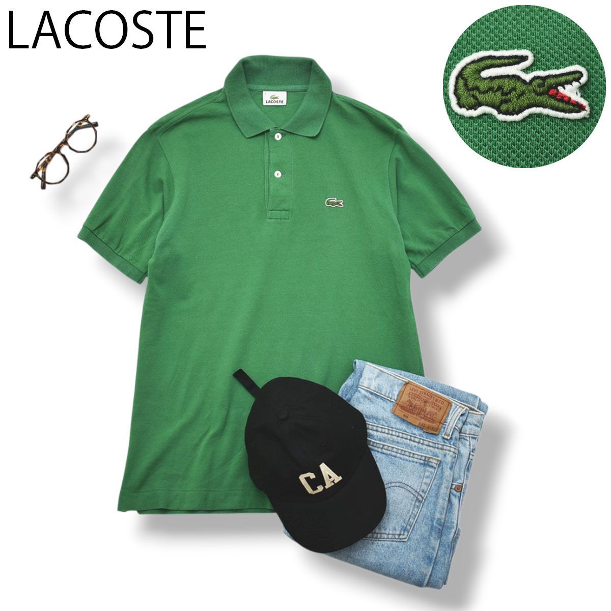 【人気】 ラコステ LACOSTE 半袖 鹿の子 ポロシャツ L1212X 3 グリーン メンズ レディース ユニセックス 男女兼用 トラッド カジュアル ゴルフ ワニロゴ
