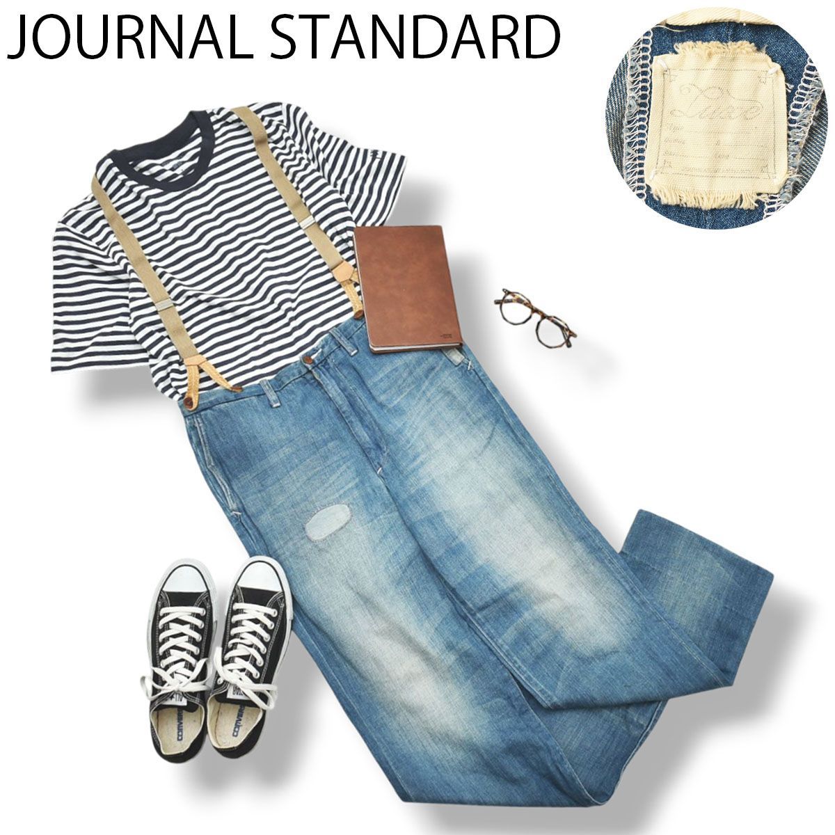 【上品ワーク】 ジャーナルスタンダード JOURNAL STANDARD JS.WORKS オーバーオール サスペンダー付き リネン ワーク デニム パンツ ジーンズ M インディゴ メンズ